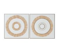 Home ESPRIT Toile Blanche Naturelle Boho 92 x 4,5 x 92 cm (2 unités)