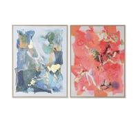 Home ESPRIT Toile Bleue Rose polystyrène, Toile Abstraite Moderne, 94 x 4 x 123,5 cm (2 unités)