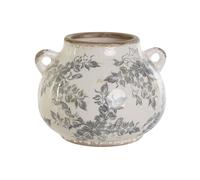 Home ESPRIT Vase Blanc Marron Gris Grès Feuille de Plante 21 x 20 x 16 cm