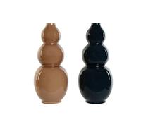 Home ESPRIT Vase Bleu Marron Porcelaine 19 x 19 x 45 cm (2 unités)