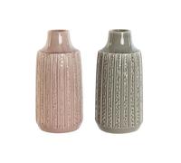 Home ESPRIT Vase Gris Rose Porcelaine 15 x 15 x 31 cm (2 unités)