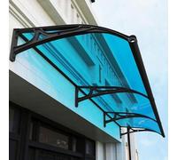 Home Essentials Auvent de porte en aluminium avec gouttières latérales, protection contre les intempéries pour patios, balcons, jardins et escaliers de cave, couleur thé. 100 x 1