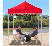 Home Essentials, Tente de camping portable avec hauteur réglable, couverture rétractable uniquement, cadre en aluminium résistant, prise d'air pour usage commercial, rouge (3 x 3 m/118