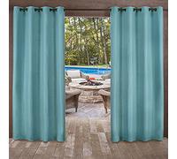 Home Exclusive Exclusif Maison Rideaux Delano Intérieur/extérieur Heavy texturé Grommet Top fenêtre Panneau de Rideau Paire, Bleu Sarcelle, 54 x 84