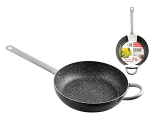Home Family Frying Pan with Handle, Non-Stick Coating, 34 cm, Stainless Steel, Black/Grey