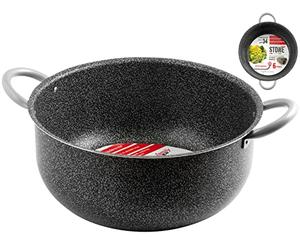 HOME Family Stone Faitout, Acier INOX/Pierre, Argent, 34 cm