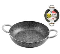 HOME Family Stone Sauteuse Antiadhérente avec 2 poignées, Pierre, Noir/Gris, 36 cm
