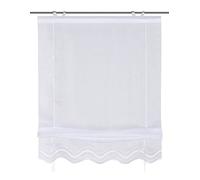 Home Fashion 57452-501 Store Enrouleur à œillets brodés Batiste 45 x 140 cm-Blanc