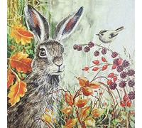 HOME FASHION Serviette Lapin en automne 33x33cm 20 pièces Serviettes en papier Serviette de table Serviettage