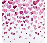 Lot de 20 serviettes roses en forme de cœur - Motif cœurs - Mariage - Mariage - Amour - Saint Valentin - Mariage - Décoration de table - Decoupage - Technique de serviette 33 x 33 cm