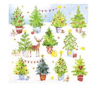 HOME FASHION Serviette sapins de Noël, 33 x 33 cm, 20 pièces, Décoration de table festive, Serviettes de fête, Serviettage