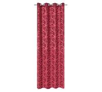 Home Fashion Tissu d'ameublement Horizontales Rideau à œillets, Polyester, Rouge, 245 X 140 CM
