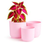 Home Garden Ornaments Luna Lot de 3 pots de fleurs d'intérieur en plastique avec surface mate - Sans trou de drainage - Diamètre : 13/15/17 cm - Rose