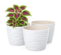 Home Garden Ornaments VITO Pot de Fleur Interieur - Pots de Fleurs Exterieur Lot de 3, Décoratif Pot Plante Intérieur 3D Effet, sans Trous de Drainage (Diamètre: 13cm, Couleur: Blanc)