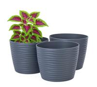 Home Garden Ornaments VITO Pot de Fleur Interieur - Pots de Fleurs Exterieur Lot de 3, Décoratif Pot Plante Intérieur 3D Effet, sans Trous de Drainage (Diamètre: 13cm, Couleur: Anthracite)