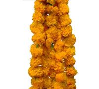 HOME GENIE Artificial Marigold Fluffy Flower/Genda Phool Garlands for Diwali, Festival, Office, Home Inauguration, Temple, Wedding Decoration (Dark Orange)