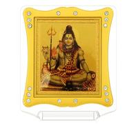 HOME GENIE Golden Foil Acrylic Shiva God Frame 3 inch (8 cm) | Ganpati Idol for Car Dashboard & Home Decor | Mini Ganesh Statue Gift