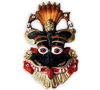 HOME GENIE Keerthi Mukha Wandbehang | Traditionelle Schutzmaske | Handgefertigtes Holzdekor | Hinduistisches Vastu-Symbol | Mehrfarbiges Finish | Größe