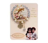 HOME GENIE Premium Kada Rakhi for Brother - Floral Beaded Raksha Bandhan Bracelet with Pearl & Pendant Charm - Stylish Rakhi for Men & Boys