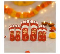 Home Genie Terracota/Clay Laxmi Feet/Charan Paduka for Home,Office and Temple Entrance | Lakshmi Feet for Diwali Decoration | Lakshmi Charan/Feet - Pack of 3
