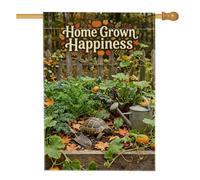 Home Grown Happiness Drapeau maison tortue jardin d'automne 71,1 x 101,6 cm