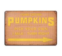 Home Grown Pumpkins Pick Your Own Iron Vintage Look 20,3 x 30,5 cm Décoration murale pour maison, cuisine, salle de bain, ferme, jardin, garage