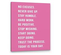 Home Gym Decor No Excuses Never Give Up Inspirational Workout Wall Art Motivational Print for Fitness Office(Framed,08x12inch(20x30cm))