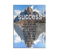 Home Gym Office Decor Snow Mountain Canvas Wall Art Motivational Success Quotes Inspirational Poster(Framed,16x24inch(40x60cm))