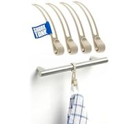 Home Hook Lot de 4 porte-torchons de cuisine - Sans perçage ni rayures - Crochets de porte à suspendre jusqu'à 10 kg - Crochets durables en S pour porte et tiroir - Crochets pour serviettes en beige