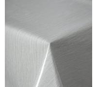 Home Image du produit Nappe en toile cirée - Nappe de jardin - Nappe de bricolage - En PVC lavable - Couleur unie avec structure en lin Baku (gris clair, 160 cm, ronde)