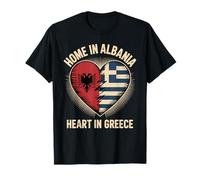 Home in Albania Heart in Greece Albanian Greek Roots T-Shirt