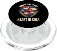Home in Puerto Rico Heart in Cuba Flag Cuban Roots PopSockets PopGrip pour MagSafe