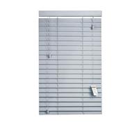 Home In Style 4U Store vénitien en faux bois avec ficelles - Facile à installer - Sans danger pour les enfants - Lattes de 50 mm - Découpables - Gris - 45 cm (l) x 150 cm (L)