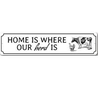 Home Is Where Our Herd Farmhouse Sign Barn Decor Metal