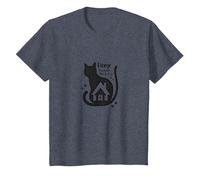 Home is Where The Cat is - Citation des Amoureux des félins T-Shirt, Enfant, Bleu Chiné, 2 Ans