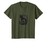 Home is Where The Cat is - Citation des Amoureux des félins T-Shirt, Enfant, Olive, 4 Ans