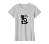 Home is Where The Cat is - Citation des Amoureux des félins T-Shirt, Femme, Argent, S