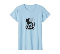 Home is Where The Cat is - Citation des Amoureux des félins T-Shirt, Femme, Bleu Céleste, S