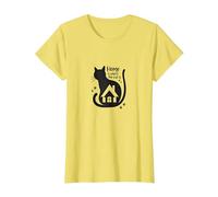 Home is Where The Cat is - Citation des Amoureux des félins T-Shirt, Femme, Citron, S