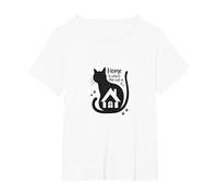 Home is Where The Cat is - Citation des Amoureux des félins T-Shirt, Femme Grandes Tailles, Blanc, 2X