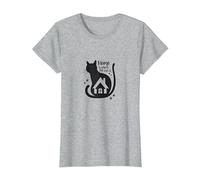 Home is Where The Cat is - Citation des Amoureux des félins T-Shirt, Femme, Gris Chiné, S