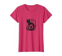 Home is Where The Cat is - Citation des Amoureux des félins T-Shirt, Femme, Rouge chiné, S