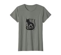 Home is Where The Cat is - Citation des Amoureux des félins T-Shirt, Femme, Vert Kaki chiné, S