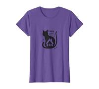 Home is Where The Cat is - Citation des Amoureux des félins T-Shirt, Femme, Violet chiné, XS