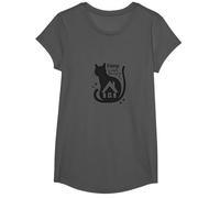 Home is Where The Cat is - Citation des Amoureux des félins T-Shirt, Fille, Asphalte, S