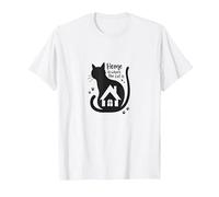 Home is Where The Cat is - Citation des Amoureux des félins T-Shirt, Homme, Blanc, XXL