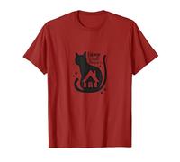 Home is Where The Cat is - Citation des Amoureux des félins T-Shirt, Homme, Canneberge, XXL
