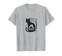 Home is Where The Cat is - Citation des Amoureux des félins T-Shirt, Homme, Gris Chiné, 3XL
