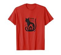 Home is Where The Cat is - Citation des Amoureux des félins T-Shirt, Homme, Rouge, S