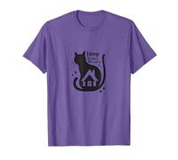 Home is Where The Cat is - Citation des Amoureux des félins T-Shirt, Homme, Violet Chiné, 3XL